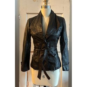 Vintage 1970’s P.B.D. Brown Leather Tie Jacket - Small (7)